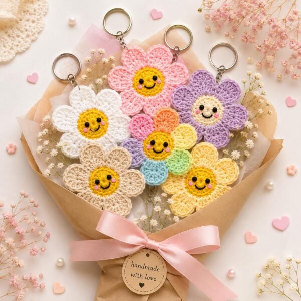 il_fullxfull.8000623734_ekh3.jpg Smiley Flower Crochet Pattern PDF | Daisy Keychain Tutorial
