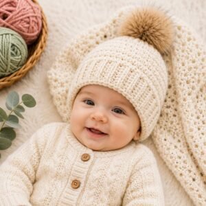 Easy Crochet Beanie Pattern PDF, Beginner, Ribbed Brim Beanie, Instant Download