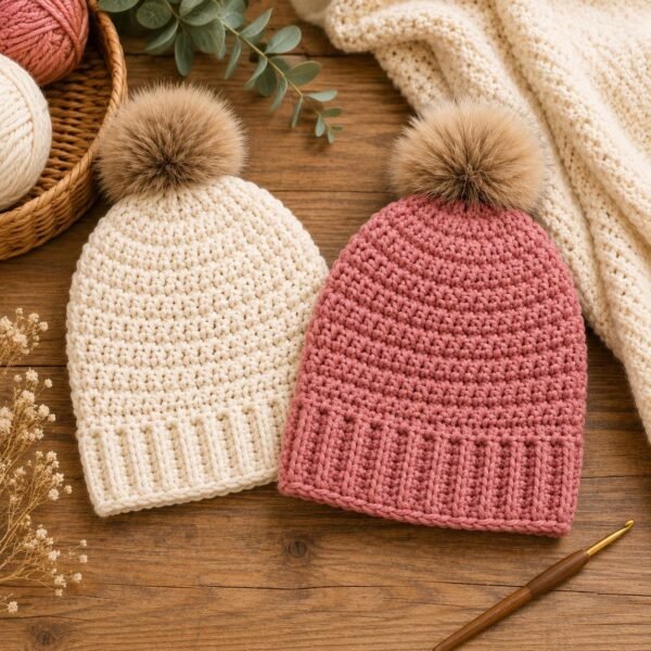 il_fullxfull.8007394944_64le.jpg Easy Crochet Beanie Pattern PDF, Beginner, Ribbed Brim Beanie, Instant Download