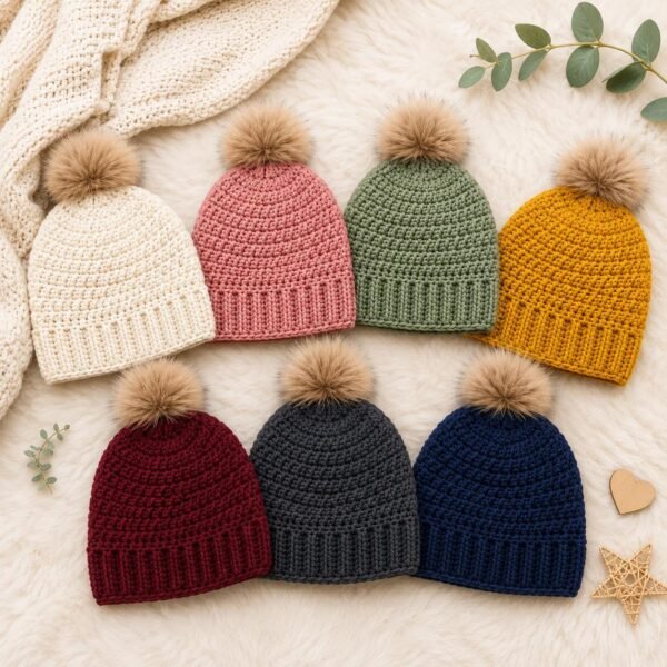 il_fullxfull.8007395014_qquu.jpg Easy Crochet Beanie Pattern PDF, Beginner, Ribbed Brim Beanie, Instant Download