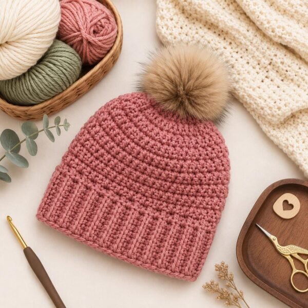 il_fullxfull.8007395036_p34m.jpg Easy Crochet Beanie Pattern PDF, Beginner, Ribbed Brim Beanie, Instant Download