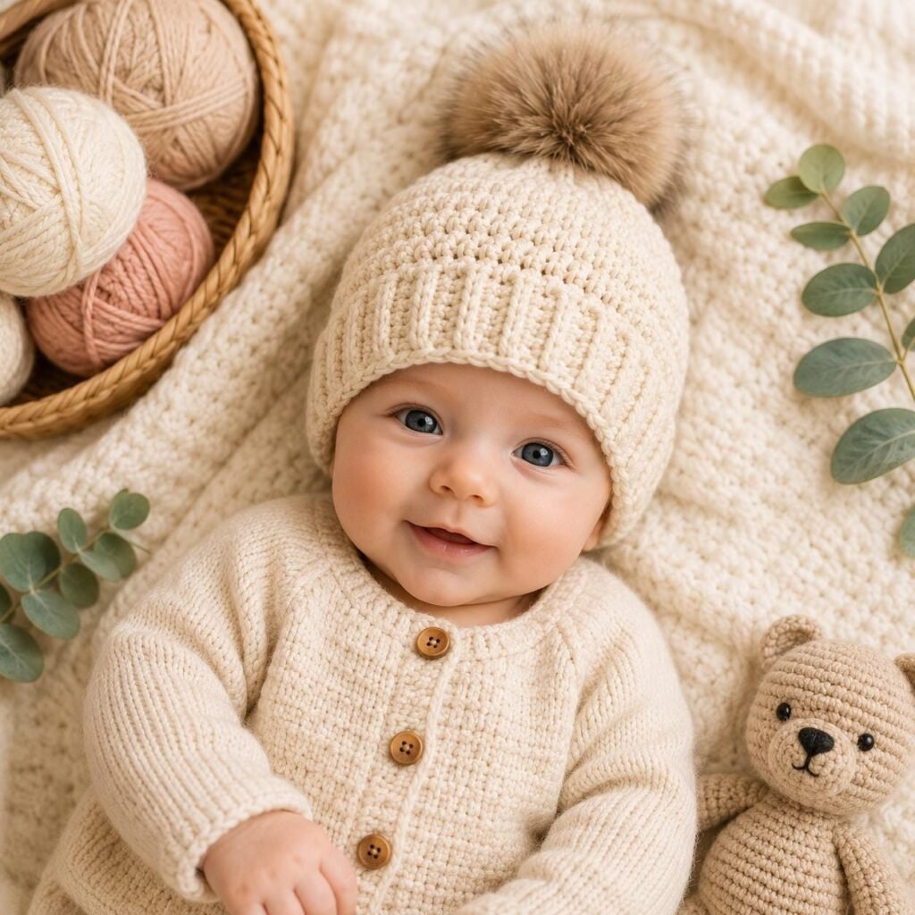 Easy Crochet Beanie Pattern PDF, Beginner, Ribbed Brim Beanie, Instant Download