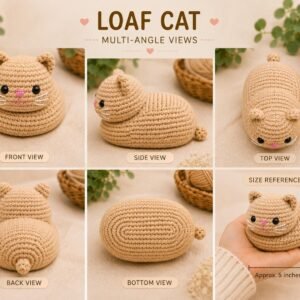 Loaf Cat Crochet Pattern PDF, Beginner Amigurumi Plush Tutorial, Kawaii Cat Plushie, Easy Gift