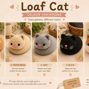 Loaf Cat Crochet Pattern PDF, Beginner Amigurumi Tutorial (Digital Download)