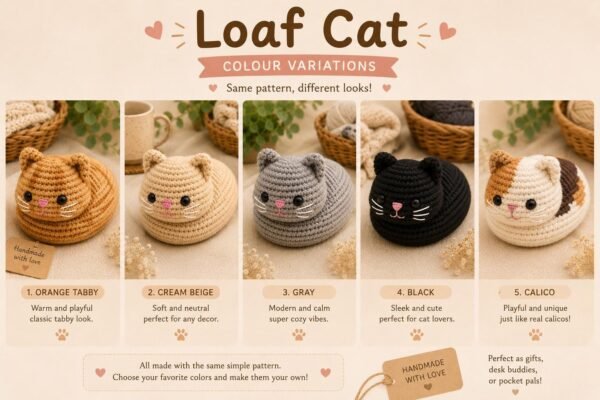 Loaf Cat Crochet Pattern PDF, Beginner Amigurumi Tutorial (Digital Download)