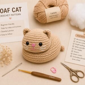 Loaf Cat Crochet Pattern PDF, Beginner Amigurumi Tutorial (Digital Download)