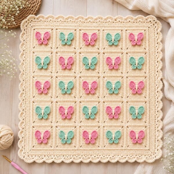 il_fullxfull.8014202808_h4b9.jpg Butterfly Blanket Crochet Pattern PDF | 3D Granny Square | Baby Girl Blanket | Instant Download