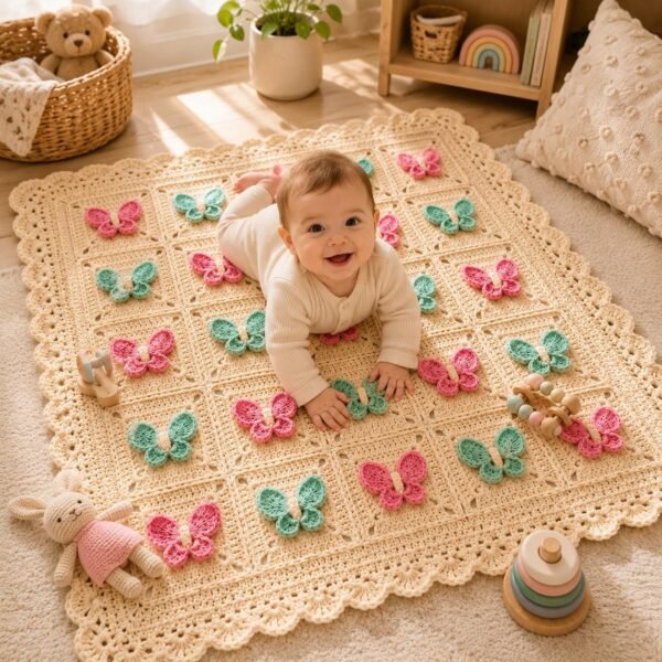 il_fullxfull.8018988098_dm3j.jpg Butterfly Blanket Crochet Pattern PDF | 3D Granny Square | Baby Girl Blanket | Instant Download