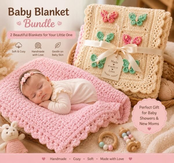 Crochet Baby Blanket Pattern Bundle | Butterfly Garden + Sweet Clouds | PDF