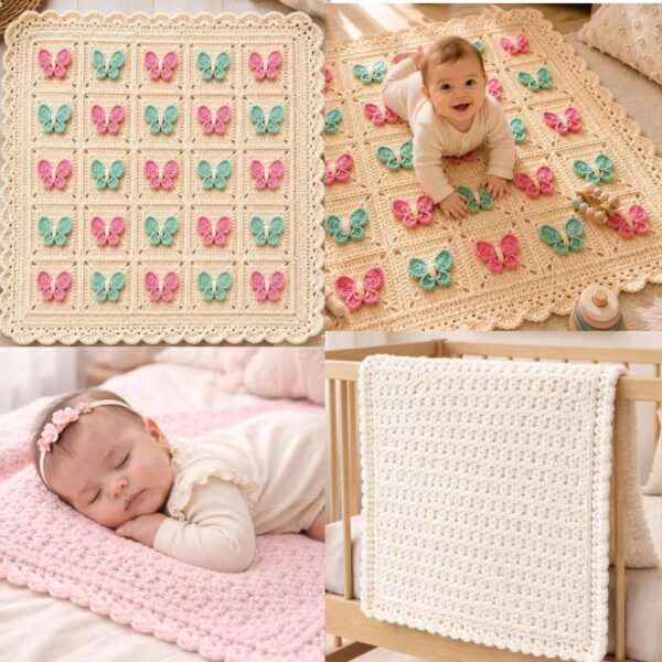 Crochet Baby Blanket Pattern Bundle | Butterfly Garden + Sweet Clouds | PDF