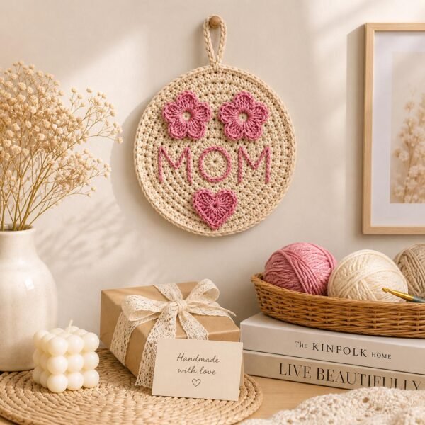 Beginner Crochet Mom Decor Pattern | Floral Wall Hanging (PDF Download)