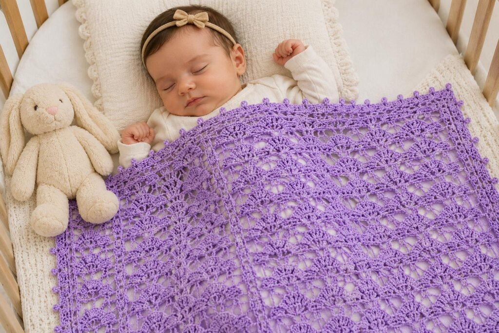 Summer Crochet Blanket Pattern PDF | Airy Shell Stitch Baby Blanket | Lightweight Throw | Instant Download