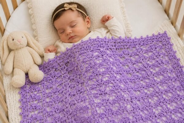il_fullxfull.8040276314_3zkd.jpg Summer Crochet Blanket Pattern PDF | Airy Shell Stitch Baby Blanket | Lightweight Throw | Instant Download