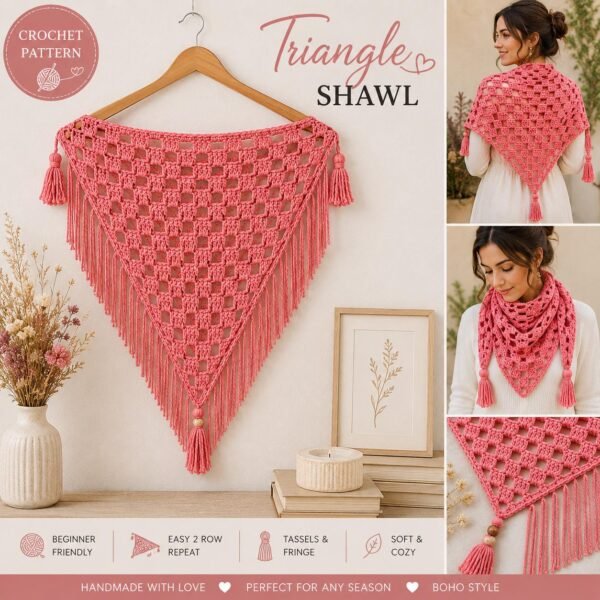 Easy Breeze Crochet Shawl Pattern | Beginner C2C Triangle Wrap | Instant Download PDF