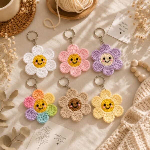 il_fullxfull.8048554515_b28k.jpg Smiley Flower Crochet Pattern PDF | Daisy Keychain Tutorial