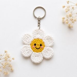 Smiley Daisy Keychain Crochet Pattern | Easy PDF Tutorial