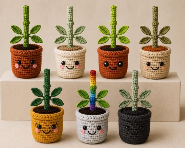 Amigurumi Plant Crochet Pattern PDF | Interactive Pull & Grow Pot Plant For Beginners