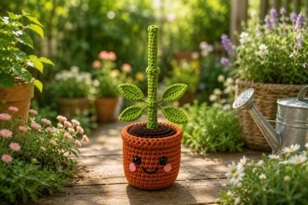 Amigurumi Plant Crochet Pattern PDF | Interactive Pull & Grow Pot Plant For Beginners