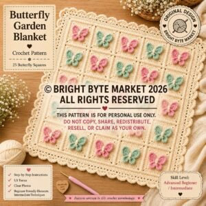 Butterfly Blanket Crochet Pattern PDF | 3D Granny Square | Baby Girl Blanket | Instant Download