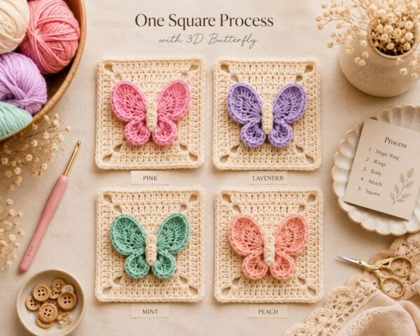 il_fullxfull.8062114089_neke.jpg Butterfly Blanket Crochet Pattern PDF | 3D Granny Square | Baby Girl Blanket | Instant Download