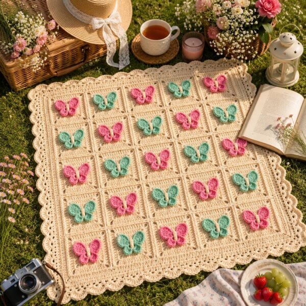 il_fullxfull.8062114355_gfww.jpg Butterfly Blanket Crochet Pattern PDF | 3D Granny Square | Baby Girl Blanket | Instant Download