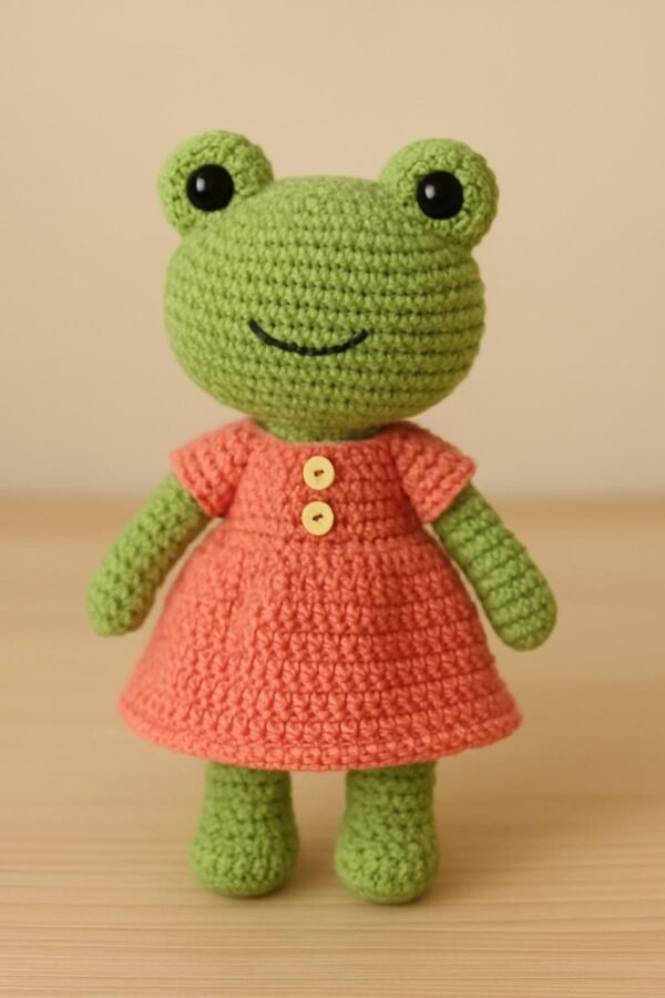 il_fullxfull.8077286467_514v.jpg Crochet Frog Doll Pattern | Amigurumi in Dress PDF Tutorial Digital Download