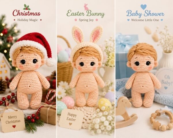 il_fullxfull.8077668712_mya0.jpg Crochet Baby Doll Pattern, Amigurumi Doll, Cocoon, Bunny Toy, Blanket (PDF Download)