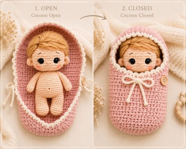 il_fullxfull.8077668742_td7j.jpg Crochet Baby Doll Pattern, Amigurumi Doll, Cocoon, Bunny Toy, Blanket (PDF Download)
