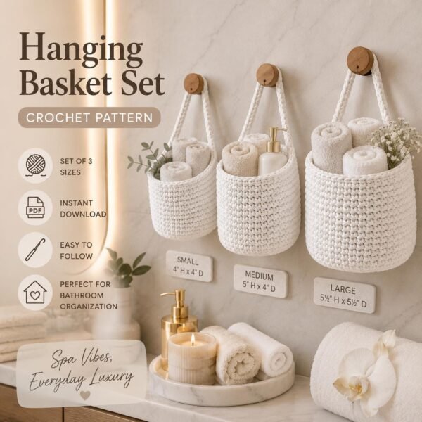 il_fullxfull.8077744168_6v9z.jpg Crochet Hanging Basket Pattern Set, 3 Sizes, Farmhouse Decor (PDF Download)