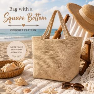 Crochet Tote Bag Pattern | Square Bottom Market Bag (PDF Download)