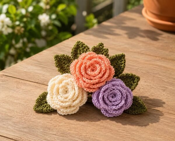 il_fullxfull.8081102047_jxxr.jpg Crochet Rose Flower Pattern PDF | Beginner Friendly | Rose Decoration | Instant Download
