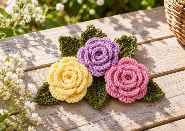 il_fullxfull.8081102067_5zg8.jpg Crochet Rose Flower Pattern PDF | Beginner Friendly | Rose Decoration | Instant Download