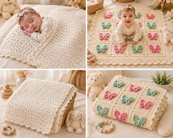 Crochet Baby Blanket Pattern Bundle | Butterfly Garden + Sweet Clouds | PDF