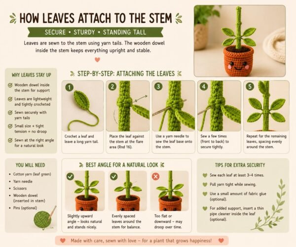 Amigurumi Plant Crochet Pattern PDF | Interactive Pull & Grow Pot Plant For Beginners