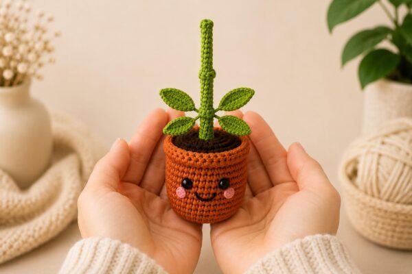 Amigurumi Plant Crochet Pattern PDF | Interactive Pull & Grow Pot Plant For Beginners