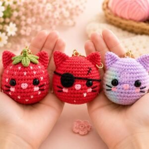 Crochet Cat Keychain Pattern Bundle | Kawaii Amigurumi Plush Tutorial (PDF)