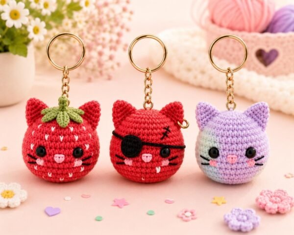 Crochet Cat Keychain Pattern Bundle | Kawaii Amigurumi Plush Tutorial (PDF)