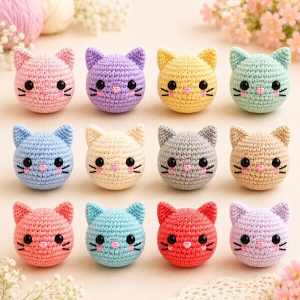 Crochet Cat Keychain Pattern Bundle | Kawaii Amigurumi Plush Tutorial (PDF)
