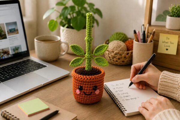 Amigurumi Plant Crochet Pattern PDF | Interactive Pull & Grow Pot Plant For Beginners