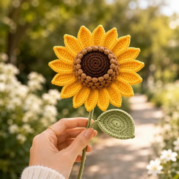 il_fullxfull.8130758874_1b97.jpg Crochet Sunflower Pattern PDF, Realistic Flower Bouquet, Amigurumi Stem Leaf (Digital Download)