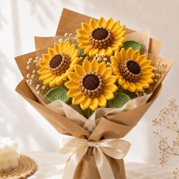il_fullxfull.8130758880_bmdu.jpg Crochet Sunflower Pattern PDF, Realistic Flower Bouquet, Amigurumi Stem Leaf (Digital Download)