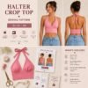 Halter Crop Top Tutorial PDF, Step-by-Step Sewing Guide, Beginner Friendly, Instant Download