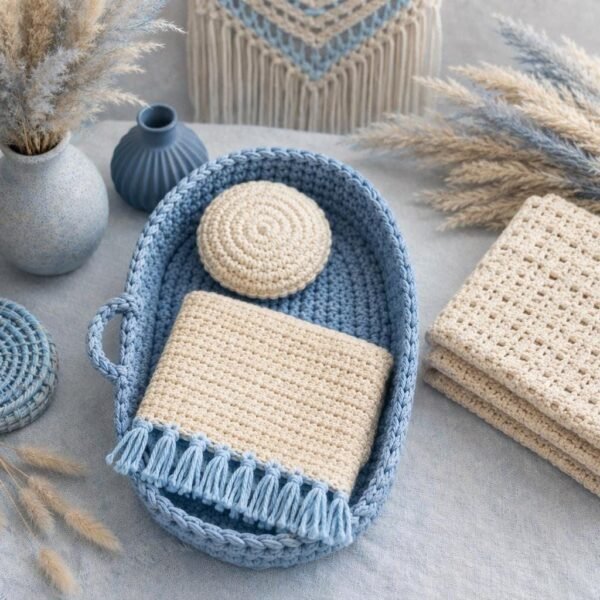 il_fullxfull.8147527783_1ied.jpg Crochet Baby Bed Pattern PDF | Princess Nursery Decor | Pillow & Blanket Set | Instant Download