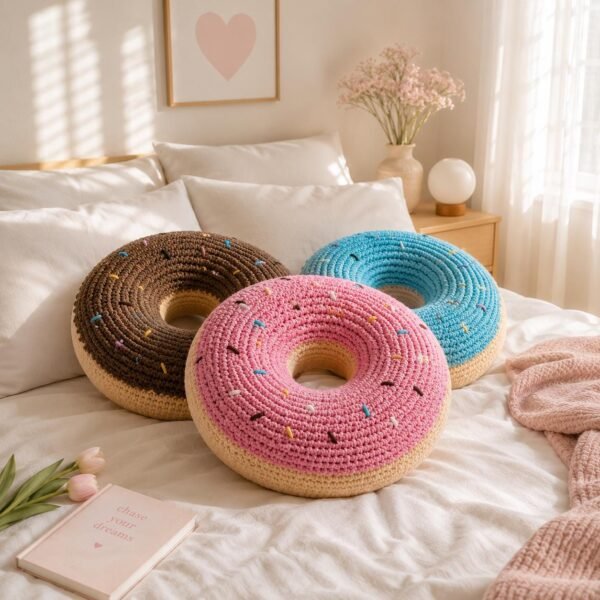 Crochet Donut Pillow Pattern PDF Download, Donut Cushion Tutorial, Nursery Decor, Beginner Friendly