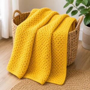 one skein Beginner Crochet Blanket Pattern | Lemon Peel Stitch Baby Throw (PDF Download)