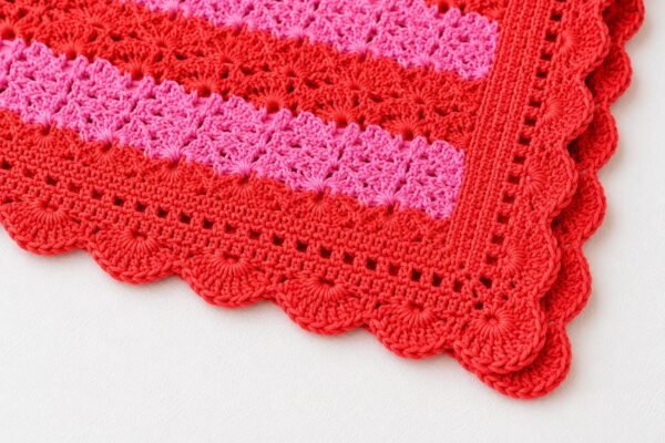 Easy Shell Stitch Crochet Throw Blanket Pattern, Striped Beginner Blanket (PDF Download)