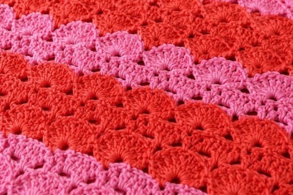 Easy Shell Stitch Crochet Throw Blanket Pattern, Striped Beginner Blanket (PDF Download)