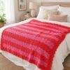 Easy Shell Stitch Crochet Throw Blanket Pattern, Striped Beginner Blanket (PDF Download)
