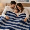 Easy Shell Stitch Crochet Throw Blanket Pattern, Striped Beginner Blanket (PDF Download)