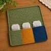 3 Colour Tea Bag Holder with Coaster Crochet Pattern PDF, Tea Organizer Crochet Pattern, Mug Coaster Pocket Holder, Beginner Crochet Pattern